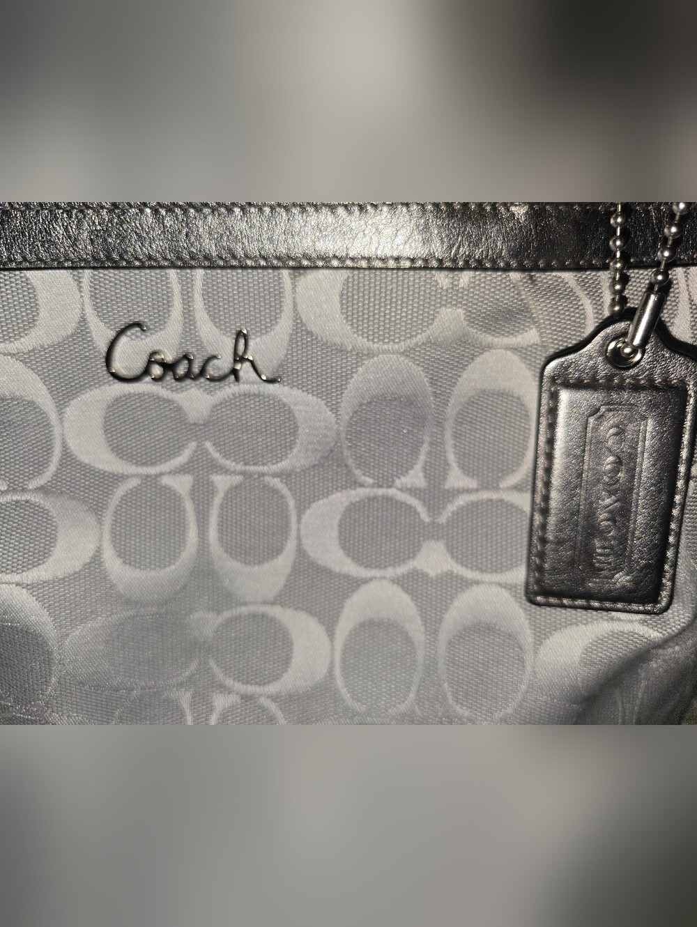 Coach Silver Signature Tote Bag - Picture 5 of 11
